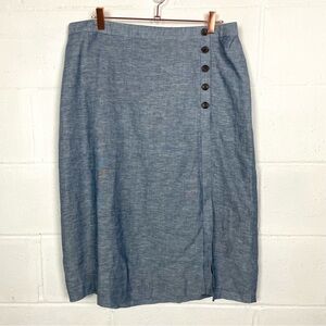 Banana Republic NWT Midi Skirt Linen Blend Blue Coastal Office Professional SZ14